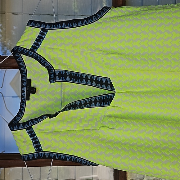 J. Crew Neon yellow Geometric Pattern Shift Dress - Picture 5 of 7